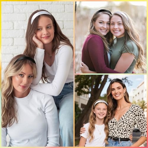 WOVOWOVO White Headbands for Women Girls Satin Headband