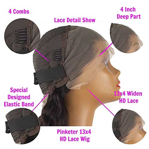 30 Inch Curly Lace Front Wig Human Hair 13x4 Lace Frontal Deep Wave Wig Pre Plucked with Baby Hair 180% Density Brazilian Virgin Wet and Wavy Wigs for Black Women (Deep Wave Wig, 30 Inch)