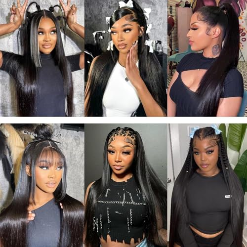 Straight 4 Bundles Human Hair 400g/Pack 18 20 22 24 Inch 12A Unprocessed Black Soft Double Weft Quick Wave Extensions for Women