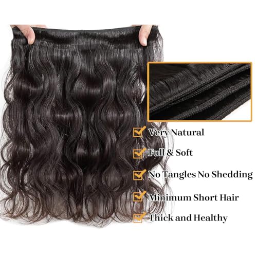 Human Hair Bundles 18 20 22 Inch Body Wave Bundles 100% Unprocessed Brazilian Virgin Hair Quick Weave Extensions Natural Black