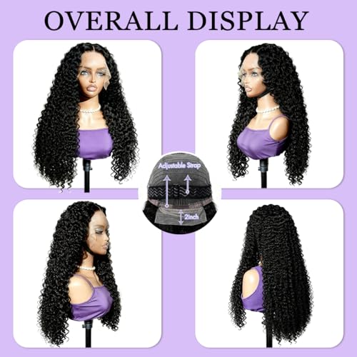 13x6 Lace Front Wigs Human Hair HD Lace Front Wigs 30 inch Curly Wave Glueless Wigs Human Hair Pre Plucked Pre Cut 280 Density 15A Curly Wave Natural Color Wigs for Black Women Triple Lifespan
