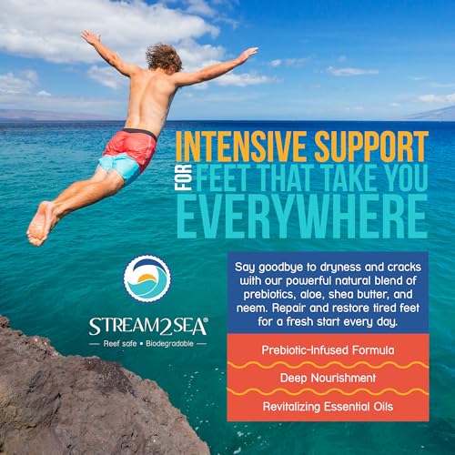 STREAM 2 SEA Active Foot Cream, Intensive Support for Active & Often Wet Feet - Softens Cracked Heels, Calluses & Dry Skin, Enriched with Neem and Tea Tree, Fast-absorbing and Non-greasy - 3 Pack