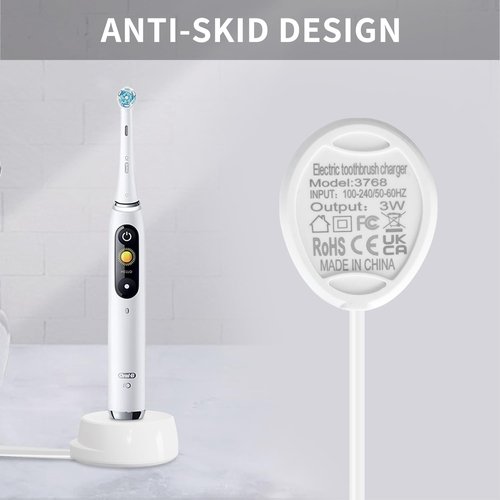 Mdforme Toothbrush Charger for Oral B iO Series 7 8 9 10 Electric Toothbrush, Replacement Magnetic IO Charger for 3768 Model, Compatible with iO7 iO8 iO9 iO10, 100-240V, Portable for Travel (White)