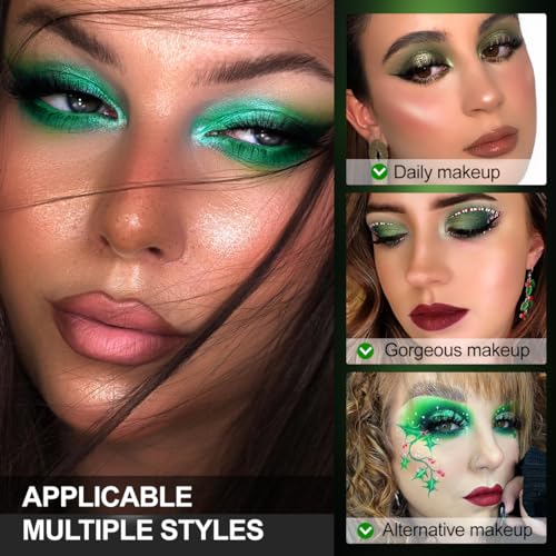 DE'LANCI Olive Green Eyeshadow Palette Multichrome, Ultra-Pigmented Brown Green Eye Shadow for Green Eyes Makeup, Matte Shimmer Dark Lime Emerald Eyeshadow Pallet for Festival Cosplay Halloween Makeup