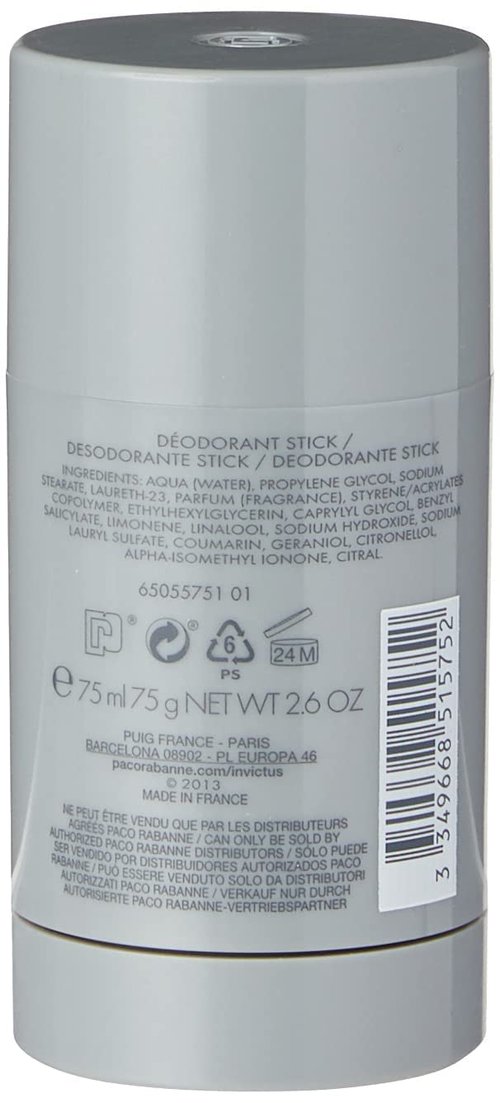 Paco Rabanne Invictus Deodorant Stick for Men, 2.5 Ounce