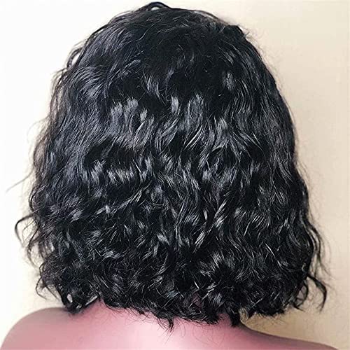 Short Bob Wigs Water Wave Lace Front Human Hair Wig 13x4 HD Lace Loose Wave Remy Bob Wigs Preplucked With Baby Hair Deep Hairline Bleached Knots Remy Wavy Invisible Lace Virgin Bob Hair Wig 12"
