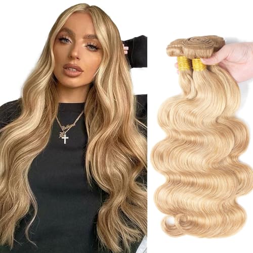 34 34 34 Inch P27/613 Bundle 613 Body Wave Human Hair Bundles Two Tone Highlight Blonde Body Wave Bundles Human Hair Honey Blonde Bundle