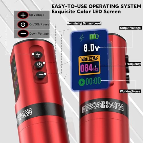 Wormhole Professional Wireless Tattoo Kit with 1800mAh Battery, Complete Set Including Tattoo Needles, Ink, and Everything Needed for Beginners - WTK284