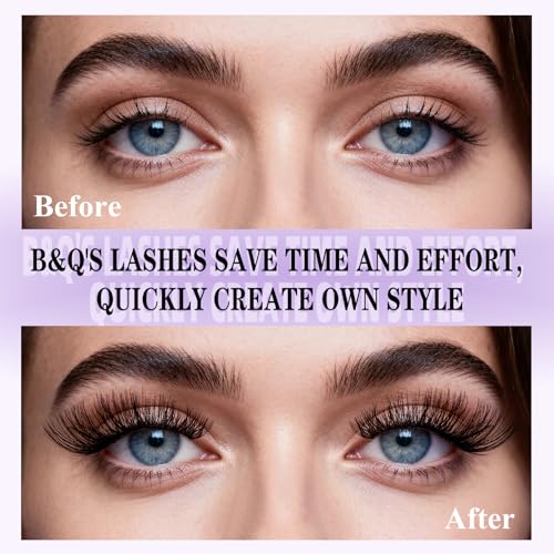 B&Q Lash Clusters Wispy B02, Eyelash Clusters 72PCS Cluster Eyelash Extensions, D Curl Lash Cluster 8-16mm Natural Individual Lashes Volume False Eyelashes Clusters with Soft Band(B02-D-8-16MIX)