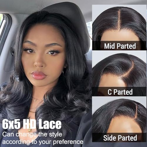 RECOOL Human Hair Wig Glueless Lace Front Wigs 6x5 Hd Loose Body Wave Lace Front Wigs Glueless Wigs Human Hair Pre Plucked Pre Cut Lace Frontal Wigs For Black Women 16 Inch