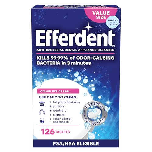 Efferdent Denture Cleaner Tablets ? Dental Appliances, Aligners, Mouth Guard, and Retainer Cleaner Tablets, Complete Clean, 126 Count