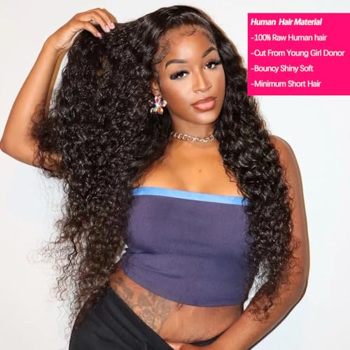 Deep Wave Bundles Human Hair 4 Bundles (20 22 24 26 inches) 12A Virgin Curly Bundles 100% Human Hair Deep Wave Bundles Deep Curly Weave 4 Bundles Natural Black
