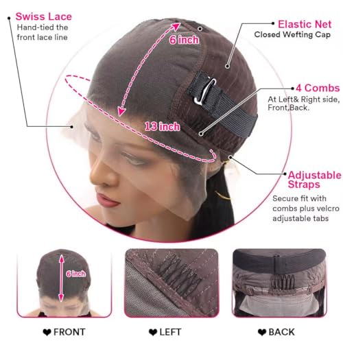 Bling Hair 13x6 Deep Wave Lace Front Wigs Human Hair 180% Density Glueless Wigs Pre Plucked Lace Frontal Wigs Human Hair HD Lace Frontal Wigs Natural Hairline Curly Wig for Women 34 Inch