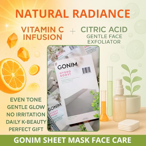 GONIM Face Mask Korean Skin Care with Hyaluronic Acid Serum & Collagen Activation, Face Masks Skincare with Vitamin C, Moisturizing Sheet Mask for All Skin,Korean Face Mask Travel Essentials 20 Sheets