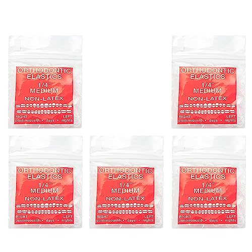JMU Orthodontic Rubber Bands 1/4 Medium 6.4 mm Clear Orthodontic Elastics 4.5oz 500 pack Latex Free Dental Rubber Bands Made in USA