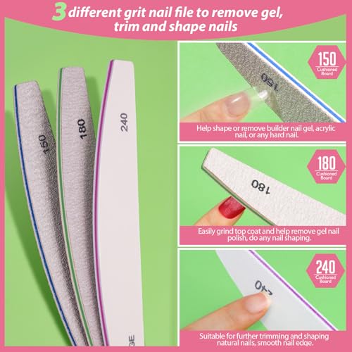 Teenitor Nail File and Buffer Set, 2 Sets Nail Buffer Block Nail Files for Natural Nails, Emery Boards for Nails Nail Buffer and Shine Kit, Acrylic Nail Files 100/180 Fingernail Files for Women