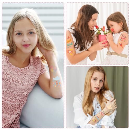 Christian Temporary Tattoos for Kids - 200+ Bible Verse Temporary Tattoos Face Tattoos Christian Party Favors Decorations Supplies Classroom School Prizes Rewards Boys Girls