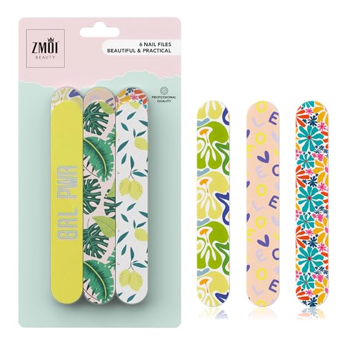 Nail Files - Professional Medium Emery Boards 6 Dual-Sided Medium, Fine Grit for Natural/Acrylics - Nail Shapers to Smooth/Refine Nails (Pack of 1)