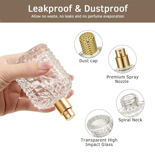 2 Pack 50ml Refillable Spray Perfume Bottles, Empty Clear Perfume Atomizer, Portable Perfume Mist Spray Bottle Travel Perfume Dispenser (50ML, Gold & Silver)