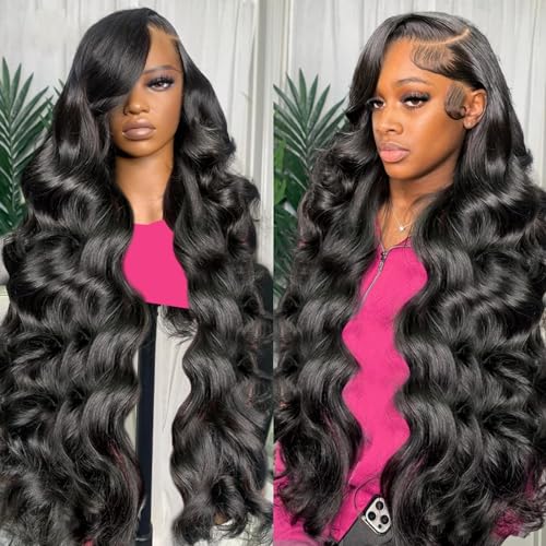 34 Inch Body Wave Lace Front Wigs Human Hair Pre Plucked 13x4 HD Lace Front Wigs Human Hair 200% Density Body Wave Glueless Frontal Wigs Human Hair for Women