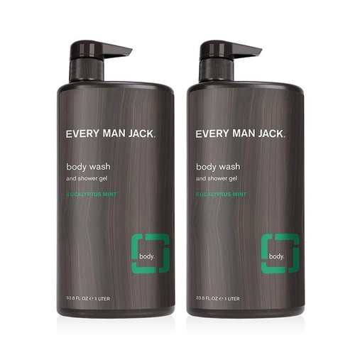 Every Man Jack Eucalyptus Mint Hydrating Mens Body Wash for All Skin Types - Cleanse, Nourish, and Hydrate Skin with Naturally Derived Ingredients - Paraben Free, Phthalate Free, Dye Free - 33.8oz