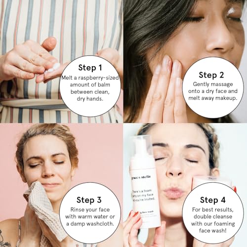 grace & stella Cleansing Balm - Oil-Based Makeup Remover - Gentle & Moisturizing Facial Cleanser, Non-Stripping Formula for Double Cleansing Heavy Makeup - Vegan Fragrance-Free Skincare (164g / 5.8oz)