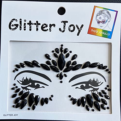 Face Gems Jewels, Festival Face Jewels Tattoo Stickers,Face Gems Stick on, Body Gem Stones Temporary Face Tattoos for Festival,4-Pack, Black