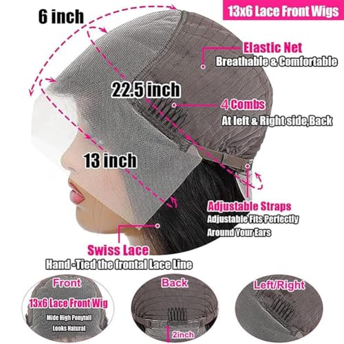 30 Inch Deep Wave Lace Front Wigs Human Hair 200 Density 13x6 HD Transparent Lace Frontal Wigs Human Hair Pre Plcked Curly Human Hair Wig for Women Deep Curly Glueless Wigs