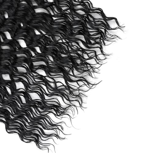 Deep Faux Locs Crochet Hair 8 Packs 24 Inch Soft Locs Crochet Hair Pre Looped Deep wave Crochet Hair for Black Women Goddess Locs Crochet Braids with Curly Ends Dreadlocs Synthetic Hair Extension 1B