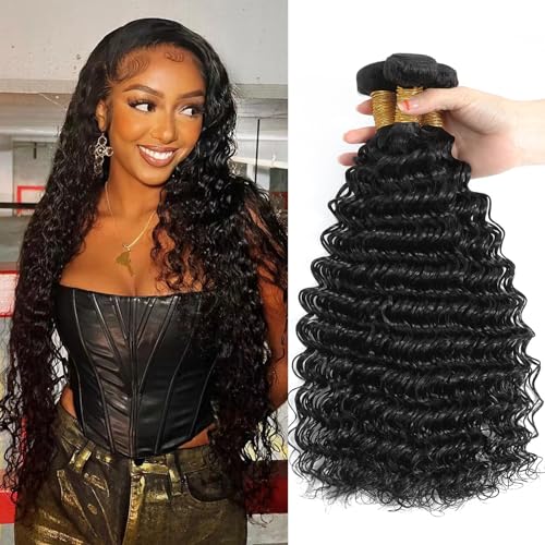 Deep Wave Bundles 28 28 28 Inch 12A Soft And Thick Double Weft 100% Unprocessed Brazilian Remy Curly Human Hair Bundles for Black Women