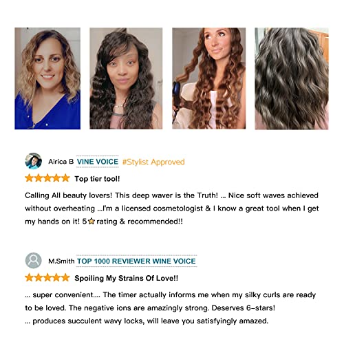 MIRACOMB Titanium Deep Waver Iron, Ion Technology, Digital Heat Settings, Auto Off, Dual Voltage (12.2 inches, Wavy Hair, Hair Waver)