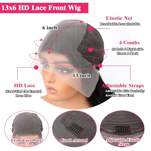 Deep Wave Lace Front Wigs Human Hair 13x6 Hd Lace Front Wig For Women 180% Density Deep Curly Wig Pre Plucked With Baby Hair Wet And Wavy Glueless Wig Natural Black Color 20 Inch