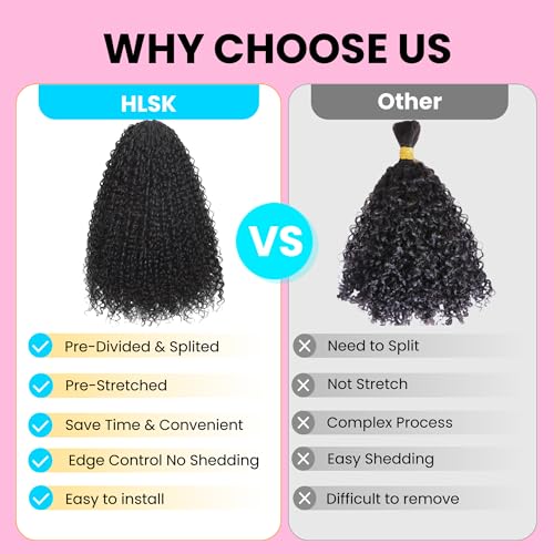 Afro Kinky Curly Knotless Pre-Separated Crochet Hair Extensions Micro Pre Looped Crochet Human Hair Extensions Curly 100% Human Hair Extensions Natural Color (Natural Black(140g), 18 Inch)