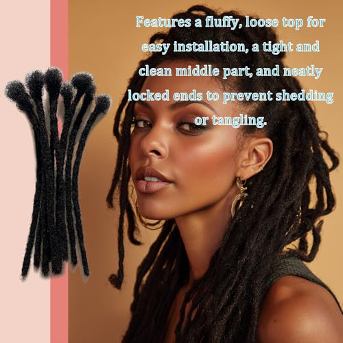 100% Human Hair Dreadlocks Handmade Locs Samll Size 0.4cm Width Pencil Size 60 per Bundles Natural Black #1B 8inch