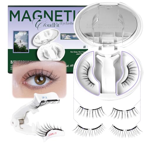 BEYELIAN Portable Magnetic Eyelashes with Applicator, Upgrade Soft Magnetic Lashes No Glue Needed Magnetic Eyelashes Natural Look, Reusable, Fales Eyelashes for Eye YT25 (All-In-One & Comfortable)