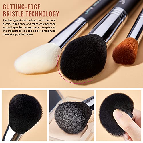 Jessup Makeup Brushes Set Professional 27 pcs Brush Makeup Premium Synthetic Foundation Contour Powder Blush Highlighter Eyeshadow Concealer Brow Face Make Up Brushes Tools Black/Silver T133