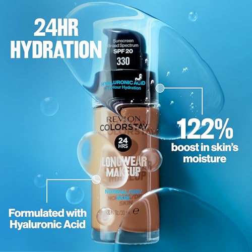 Revlon Liquid Foundation, ColorStay Face Makeup for Normal & Dry Skin, SPF 20, Longwear Medium-Full Coverage with Natural Finish, 240 Medium Beige, 1 Fl Oz