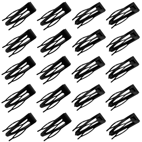 ELANE 20 Pcs Metal Snap Hair Clips for Women, Double Grip Barrettes for Thick Fine Hair, Small Black Clips for Girls