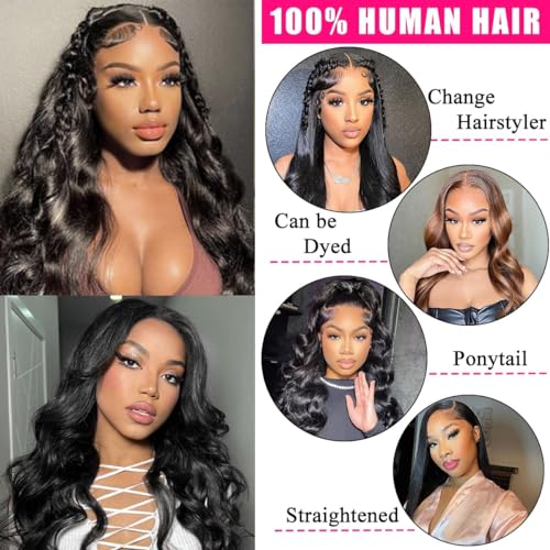 Lace Front Wigs Human Pre Plucked Body Wave 13x4 Lace Frontal Wig with Baby Hair 100% Human Hair Wigs for Black Women Body Wave Wig 22Inch