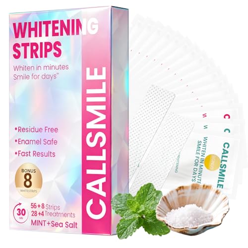 CALLSMILE Teeth Whitening Strips Kit 32 Treatments - Whitening Strips for Sensitive People, Fast Remove Smoking, Coffee, Wine Stains, White Strips for Teeth Whitening (64 Strips)