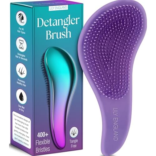 Lily England Detangler Hair Brush for Curly, Thick, Straight & Natural Hair - Gentle Detangling Brush for Women, Kids & Toddlers with Flexible Bristles - Smooth Hairbrush for Wet & Dry Hair, Ombre