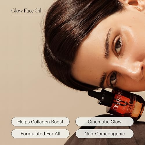 Face Oil Glow Beauty Treatment, 30ml. Anti-Aging Jojoba, Collagen Boosting Vitamin E, Hydrating Rosehip. All Skin Types. Organic Vegan Facial Oil for Women Rejuvinating Skincare & Face Moisturizer