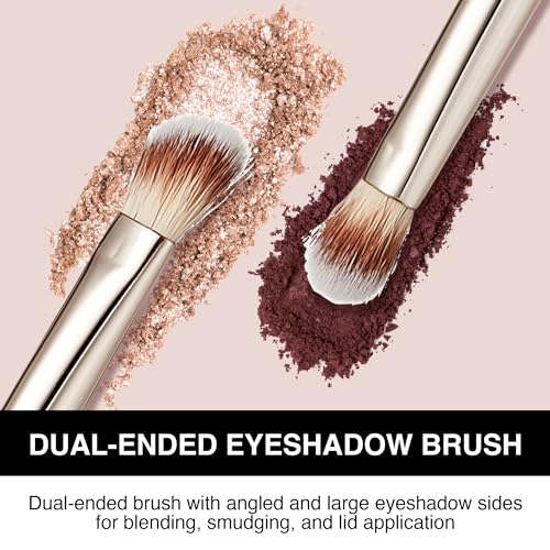 KISS NEW YORK Professional Dual Ended Eyeshadow Brush, Angled & Large Brush for Precise Shaping, Smudging Eyeshadow Application, Blending & Set Target Area