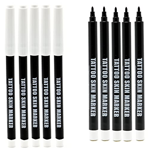 Element Tattoo Supply Body Marker Pens - Temporary Tattoo Markers for Skin, Body Safe & Washable Skin Scribes for Tattooing, Sketching & Freehand Drawing, Purple Bold Tip, 5 Pack