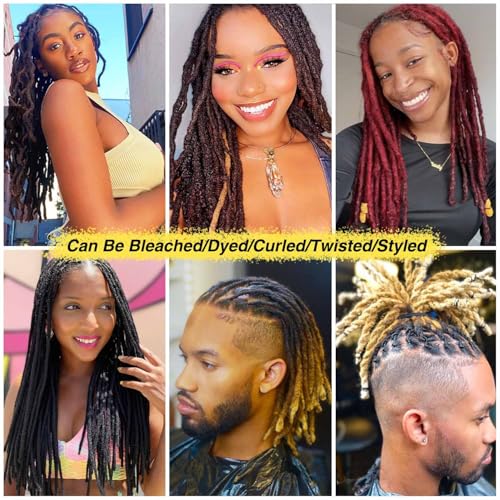 Loc Extensions Human Hair Dreads Extensions for Men Women Dreadlock Extensions Real Human Hair Locs Extension Natural Black Full Handmade Permanent Locs Hair Extensions (0.4cm 1B 8 Inch 100 Strands)