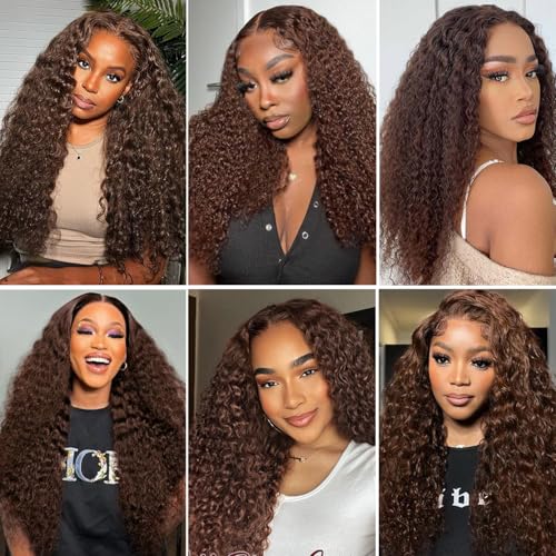 ONICE Wear And Go Glueless Wigs Human Hair Pre Plucked Pre Cut 5x5 HD Lace Closure Human Hair Wigs For Black Women Upgraded No Glue Deep Wave Lace Front Wigs Human Hair(Chocolate Brown,26Inch)