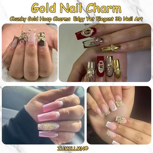 96PCS 3D Nail Charms - Gold Alloy Bow, Rose,Butterfly,Cross,Star,Virgin Mary & Coin Charms, Shiny Nail Rhinestones for Nail Art, Manicure, DIY Jewelry Making£¨96pcs£©