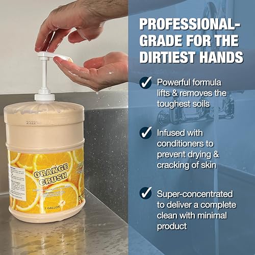 Zenex Orange Crush Hand Soap with Pumice and Skin Conditioners - Industrial Hand Cleaner | Citrus Cr?me Scent | Dissolve Tough Soils | Does Not Dry Out Skin | 1 Gallon (4-Pack)