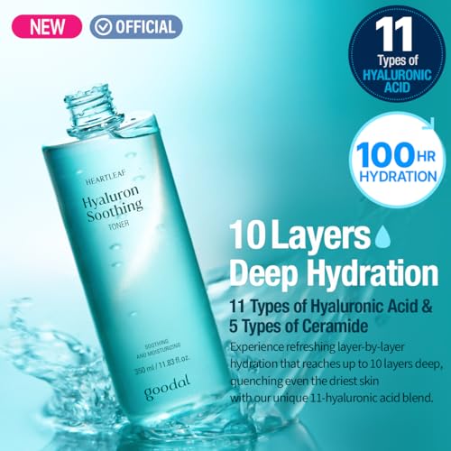 GOODAL Heartleaf Hyaluron Soothing Toner - Trouble Care, Korean Skin Care, Soothing, Moisturizing, Hydrating, Calming Skin, Instant Cooling, Hyaluronic Acid,Ceramide (11.83 fl.oz.)