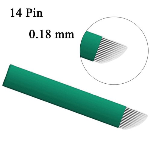 Microblading 14 Pins 0.18mm Thin Needle 100pcs Permanent Makeup Eyebrow Tattoo Needle - QMYBROW